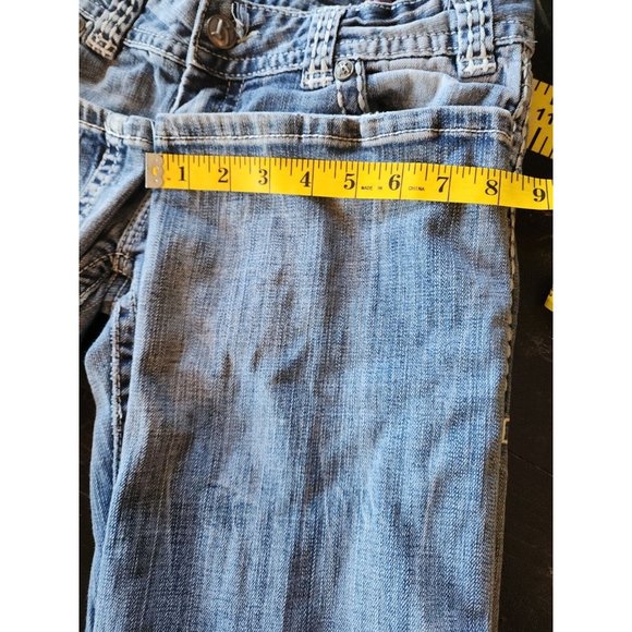 WOMEN'S JUNIORS 28X34 LIGHT WASH BOOT CUT STUDDED LOW RISE JEANS COWGIRL - Picture 8 of 10